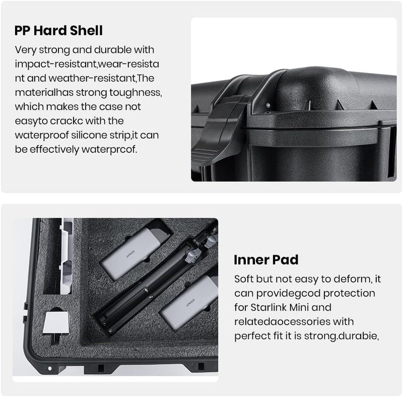 XTAR Starlink Mini Hard Case Set with Starlink Mini Tripod Stand,Waterproof Portable Carrying Case for Starlink Mi ni Dish and Accessories, Ideal for Travel and Camping - Image 4